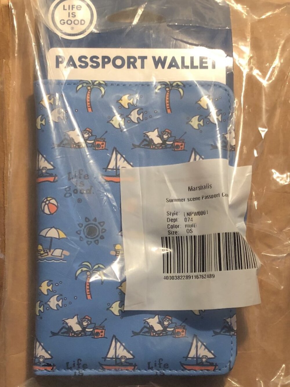 Passport Travel Vacation Wallet Cover Holder Summer Scene " Life Is Good " NEW